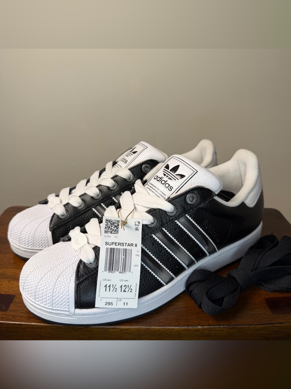 adidas Superstar II JQ3209 Men’s 11.5 Women’s 12.5 Black Silver New Tags